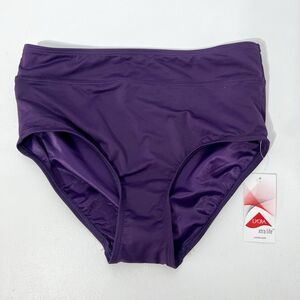 Lands End Swimwear Womens 6 Purple Bikini Bottoms High Waisted Eggplant New